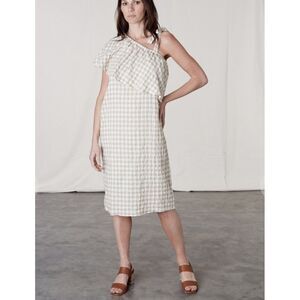 Conifer Dress XS Ruffle‎ Bodice Off Shoulder Gingham Check Crinkle Garmentory